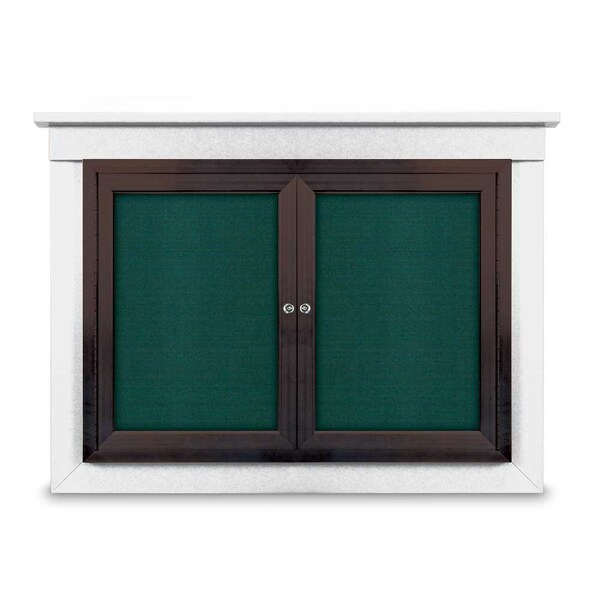 United Visual Products 48"x36" 2-Door Enclosed Letterboard, Green Vinyl/Lt Oak UV2624O-LTOAK-HUNGRN - main